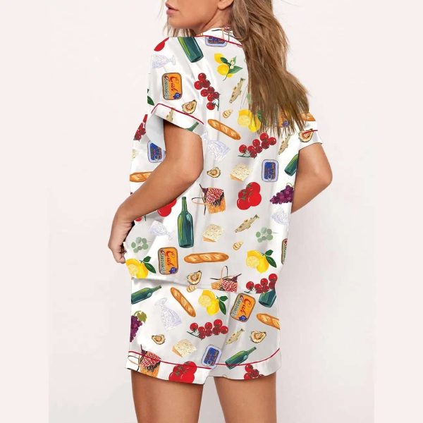 Wine Food Print Pajama Set