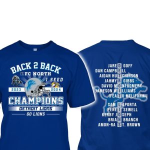 Lions Back 2 Back NFC North 2024 Champions Shirt 1