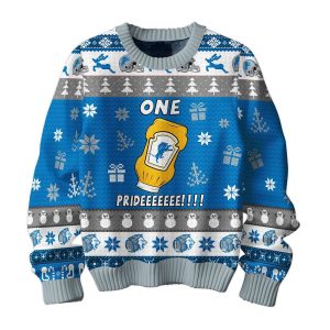 Lions One Pride Mustard Ugly Christmas Sweater1