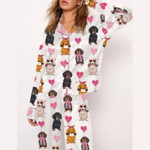 Dachshund Cute Dog Valentines Day Pajama Set