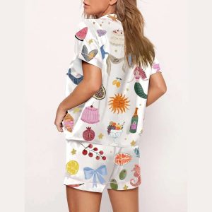 Whimsical Hand Drawn Love Print Pajama Set2