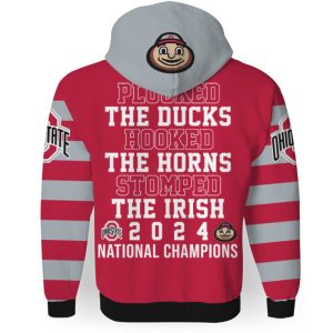 Buckeyes Plucked The Ducks Hooked The Hooked Stomped The Irish 2024 National Champions 3D Hoodie 3