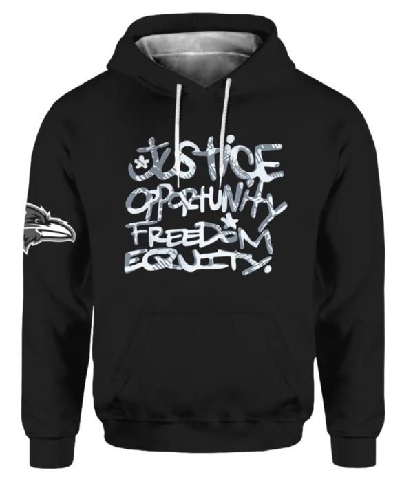 Ravens Justice Opportunity Equity Freedom Hoodie