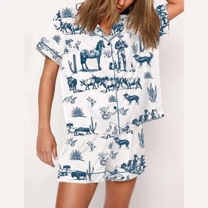 Wild West Adventure Short Sleeve Satin Pajama Set