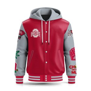 OS Buckeyes Doing My Best And Giving God The Rest Go Buck Hooded Baseball Jacket 2