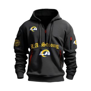 Rams LA Strong Thank You First Responders Quarters Zip Hoodie 2