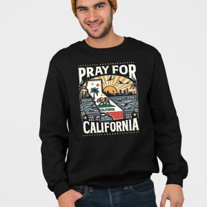 Womens Pray For California Printed V Neck T Shirt 3