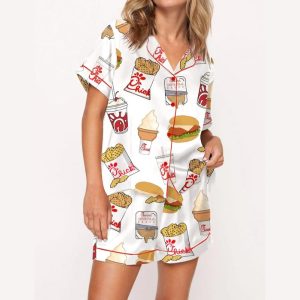 Chicken Nuggets Fast Food Satin Pajama Set