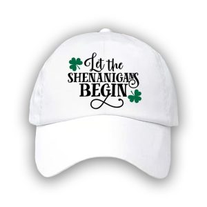 Unisex Funny St Patricks Day Let The Shenanigans Begin Shamrocks Print Hat1