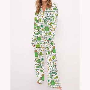 Slainte Irish Cheer St Patricks Day Satin Pajama Set1