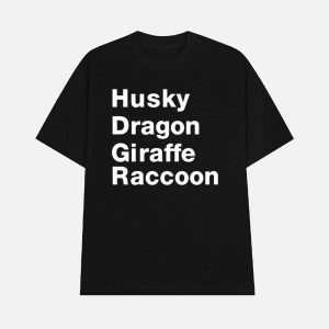 Husky Dragon Giraffe Raccoon Shirt 1