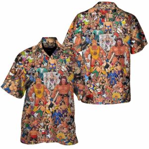 Wrestling Character Collage Art Hawaiian Shirt1