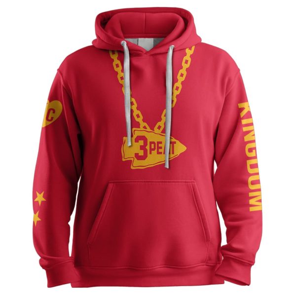 3 Peat Kansas City Football Red Kingdom LIX Superdome Unisex Hoodie