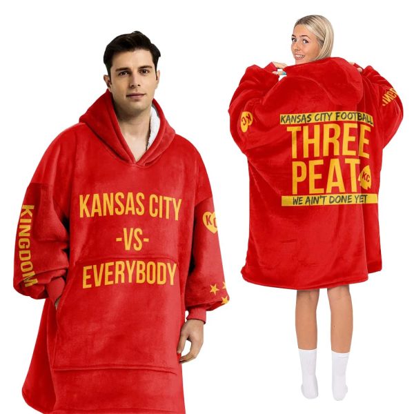 3 Peat Kansas City Football Unisex Blanket Hoodie