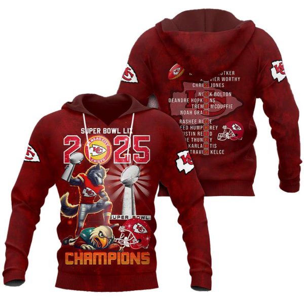 Chiefs Super Bowl LIX 2025 Champions 3D Shirt