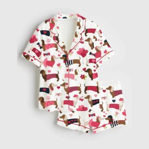 Valentine Dachshund Dog Satin Pajama Set