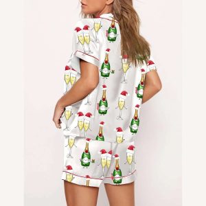 Cute Santa Champagne Pajama Set1