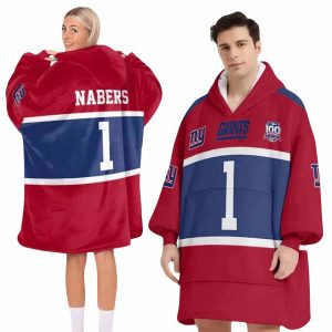 Giants 1 Nabers Unisex Blanket Hoodie 2