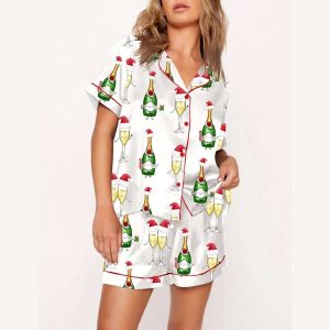 Cute Santa Champagne Pajama Set