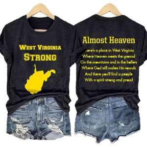 Retro West Virginia Strong Almost Heaven Print T Shirt1