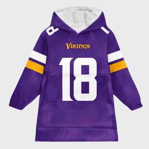 Jefferson 18 Vikings Football Unisex Blanket Hoodie