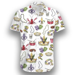 Mardi Gras Beads King Cake Crawfish Shirt