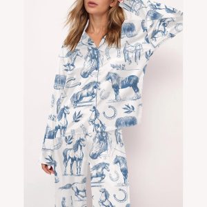 Horse Lover Satin Pajama Set For Women2