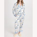 Apres Ski Champagne Pattern Satin Pajama Set