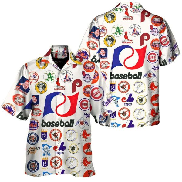 Baseball League Retro Hawaiian Shirt