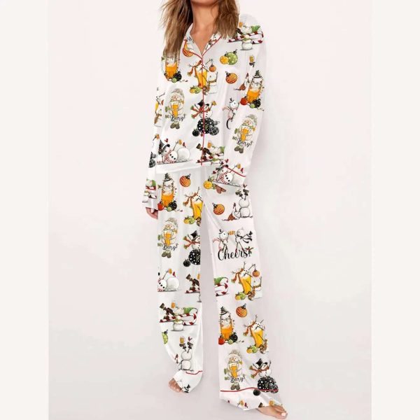 Beer Drinking Snowman Pajama Set