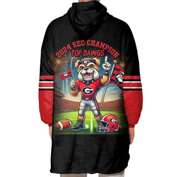 Bulldogs Festive Dawgs Merry Times 2024 SEC Champions Blanket Hoodie