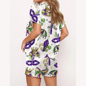 Coquette Mardi Gras Satin Pajama Set1