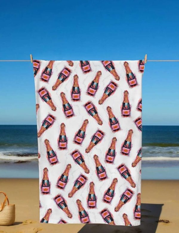 Champagne Drinking Beach Towel