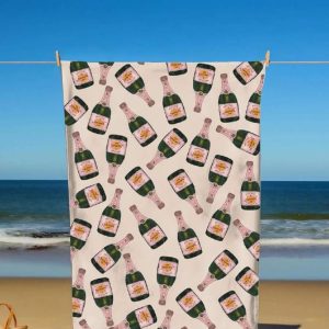 Champagne Drinking Bottle Beach Towel1