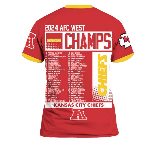 Chiefs AFC West 9 Straight Division Titles Champions 3D Shirt