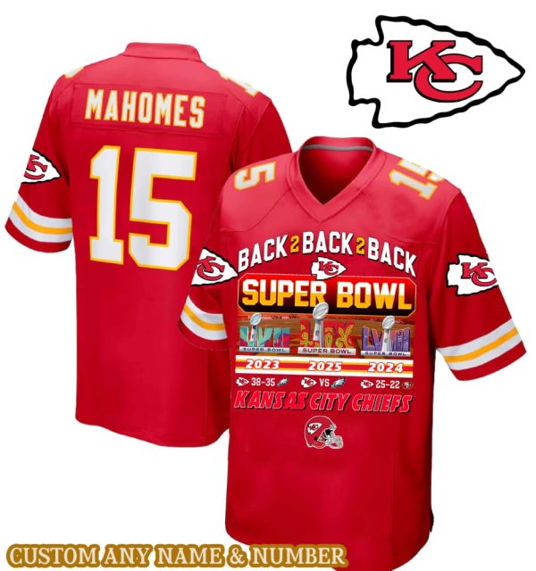 Chiefs Back 2 Back 2 Back Super Bowl LIX Jersey