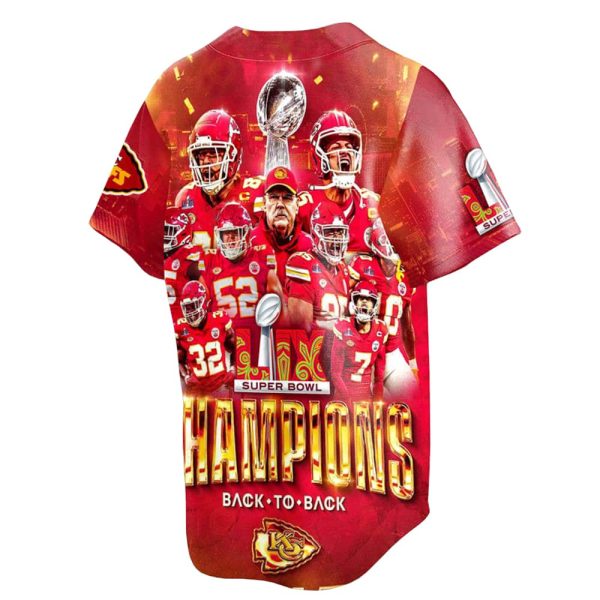 Chiefs Back To Back Super Bowl LIX Champions Baseball Jersey