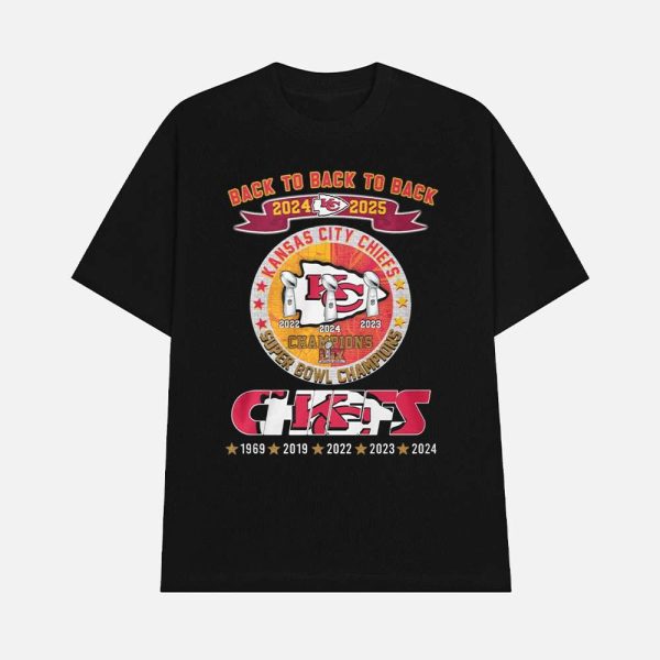 Chiefs Back To Back To Back 2024 2025 Super Bowl Champions Shirt