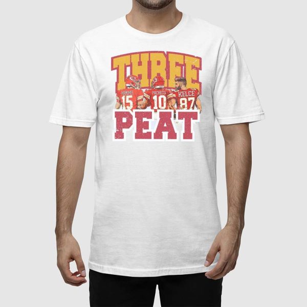 Chiefs Mahomes Pacheco Kelce Three Peat Super Bowl Shirt