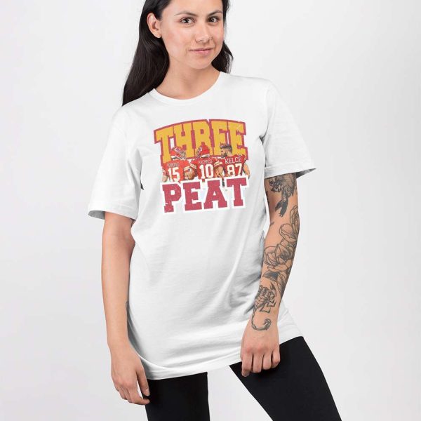 Chiefs Mahomes Pacheco Kelce Three Peat Super Bowl Shirt