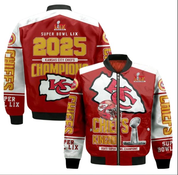 Chiefs Super Bowl 2025 Champions Red Bomber Jacket