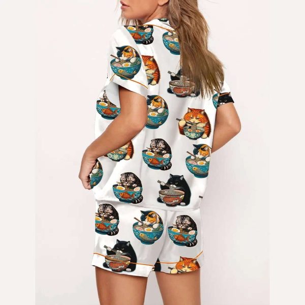 Chonky Black Cat Ramen Japanese Noodles Pajama Set