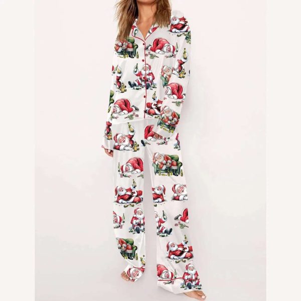 Christmas Santa Drink Champagne Pajama Set