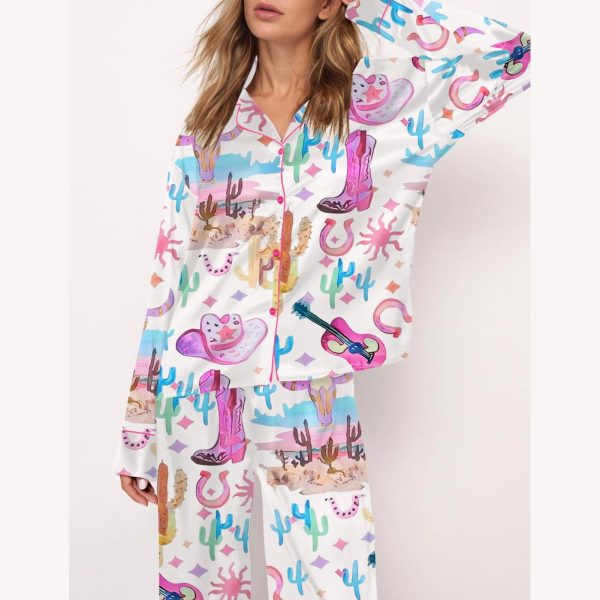 Colorful Cowgirl Satin Pajama Set