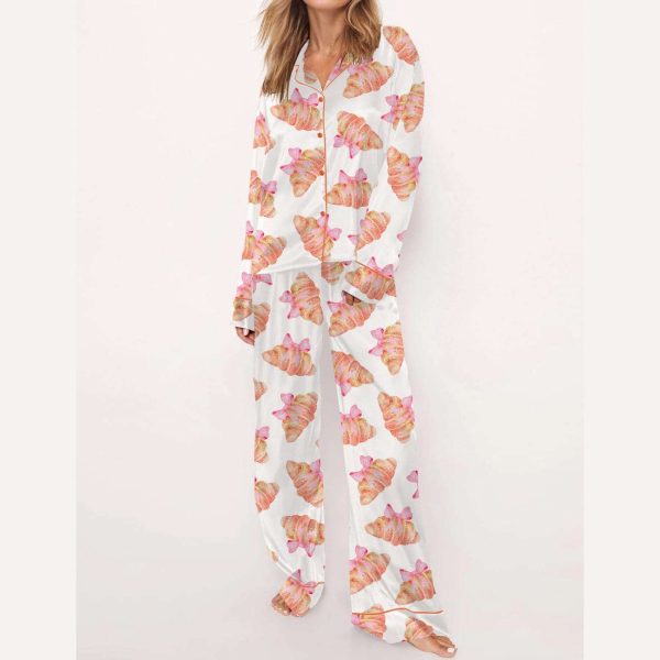 Coquette Sparkle Croissant Satin Pajama Set