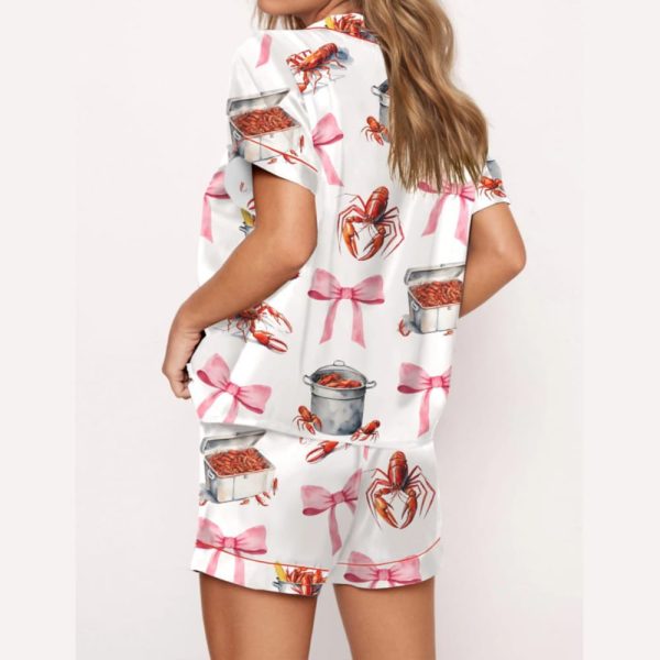 Crawfish Coquette Satin Pajama Set