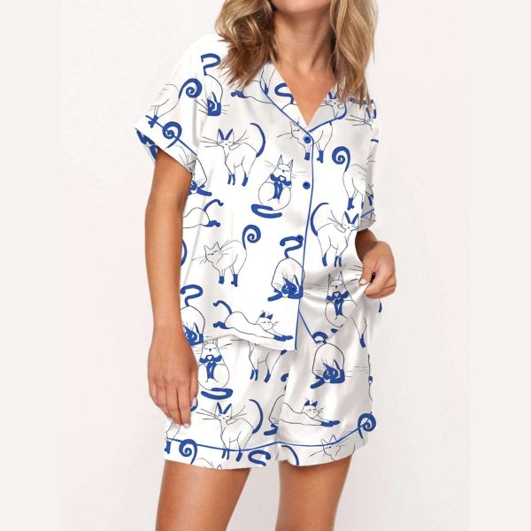 Cute Cat Satin Pajama Set