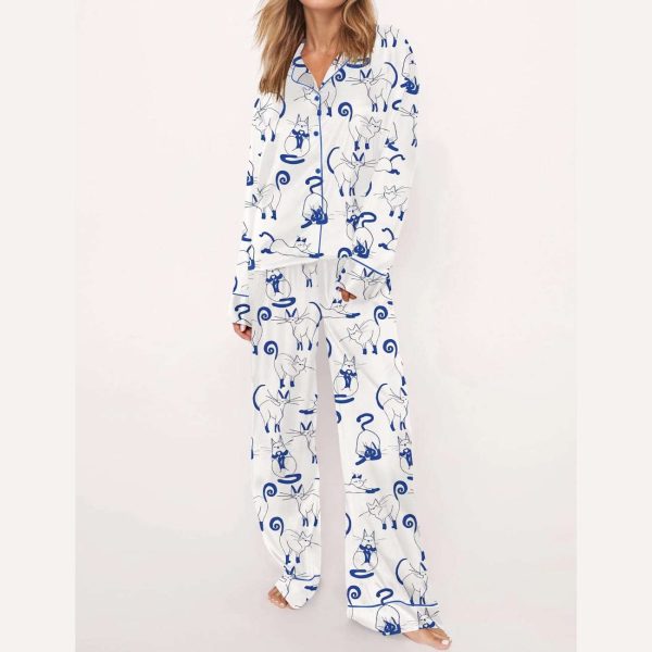 Cute Cat Satin Pajama Set