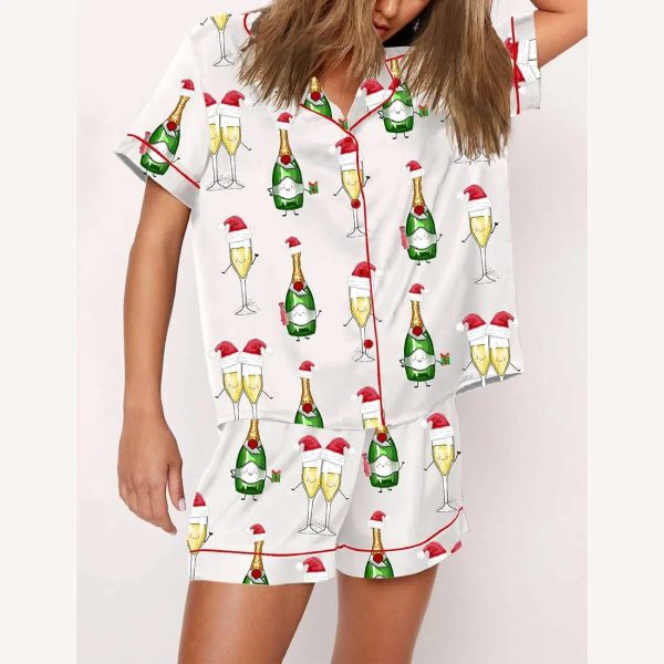 Cute Santa Champagne Pajama Set