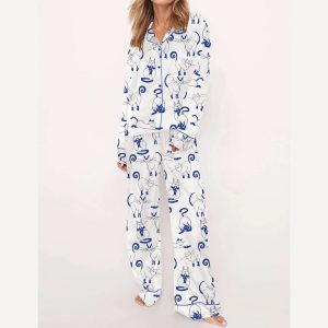 Cute Cat Satin Pajama Set2